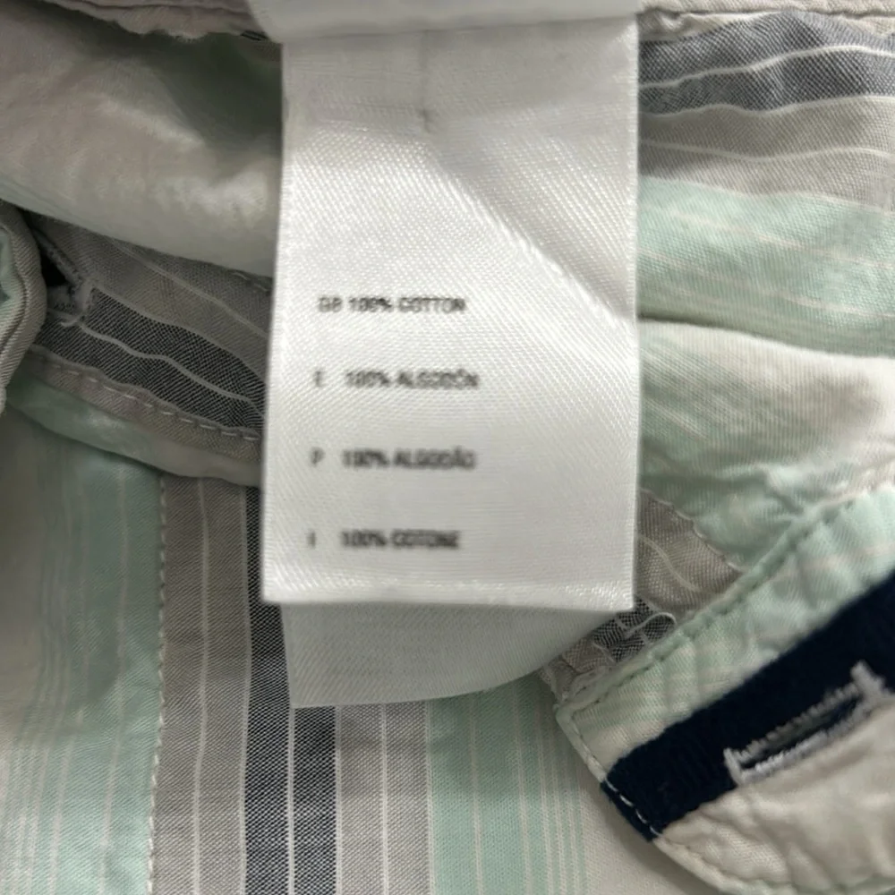 The North Face Mens Short Sleeve Button Up Shirt Striped green/gray w/pocket